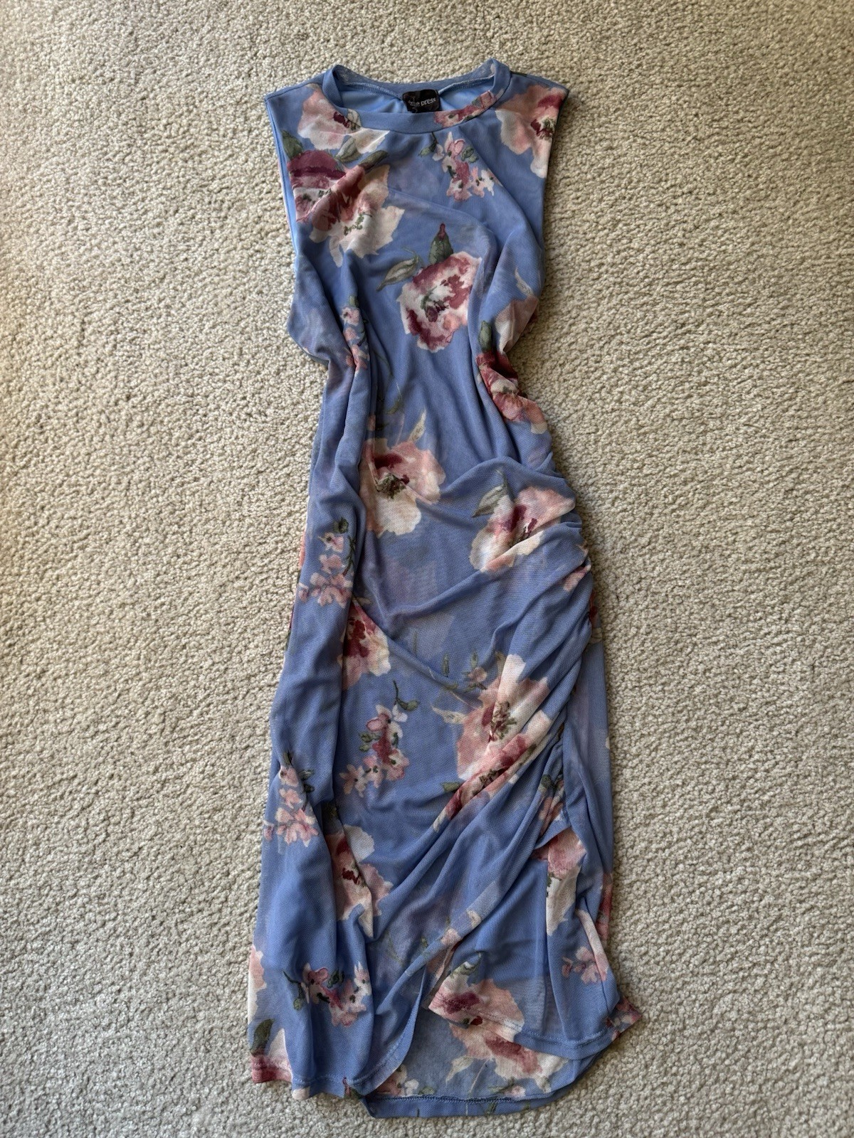 Free press Blue Floral Party Cocktail Night Out Summer Boho Dress Long Casual