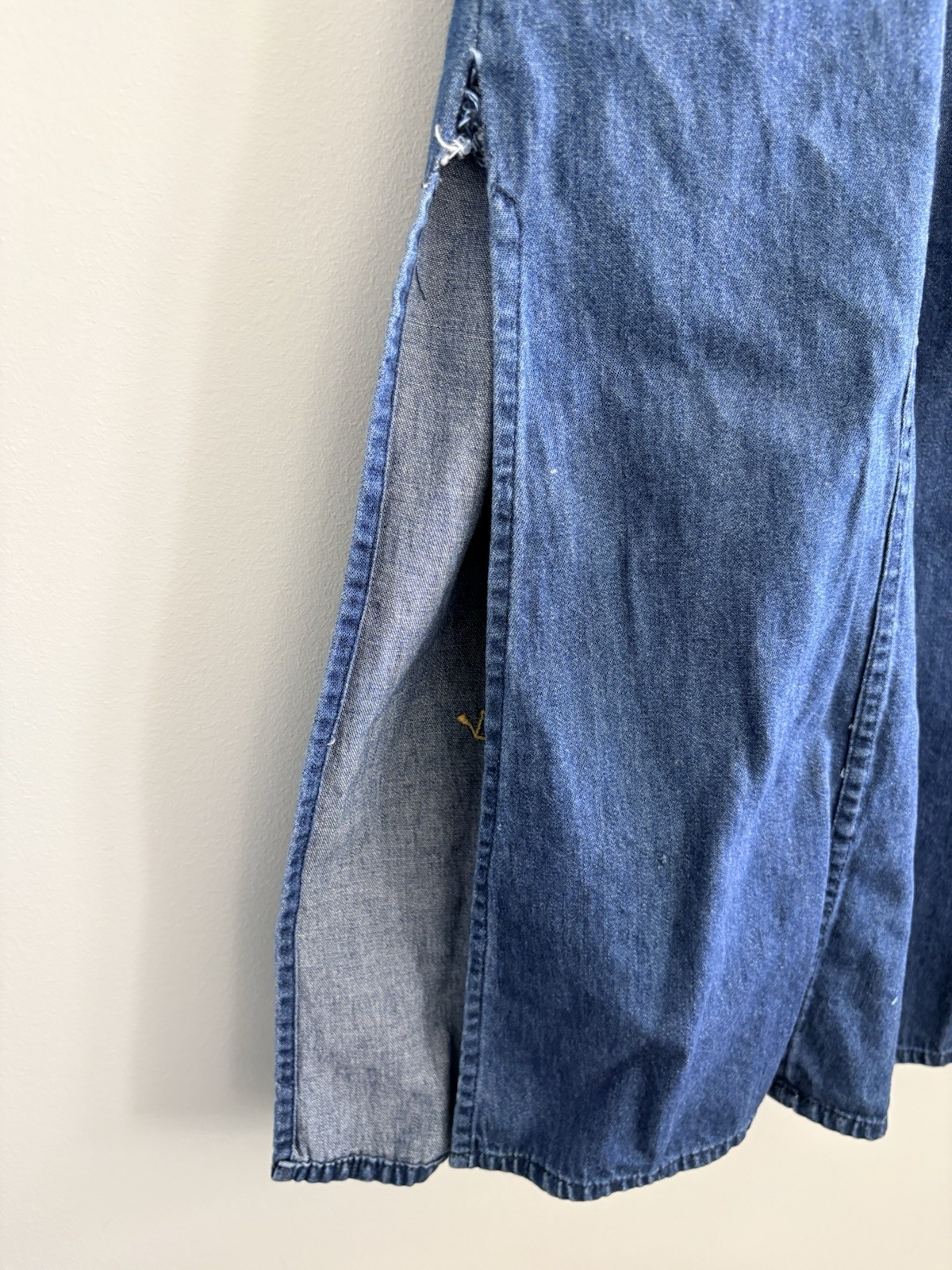 My Choice Yellow Embroidered Denim Sleeveless Dress Womens 1X Vintage