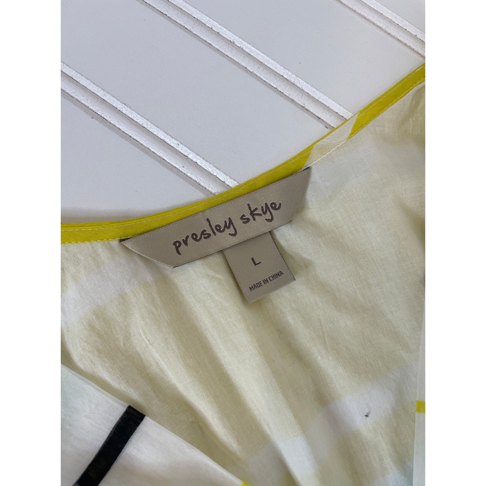 Presley Skye Sloane Belted Silk Blend Stripe Dress Mini Yellow White Pink Size L