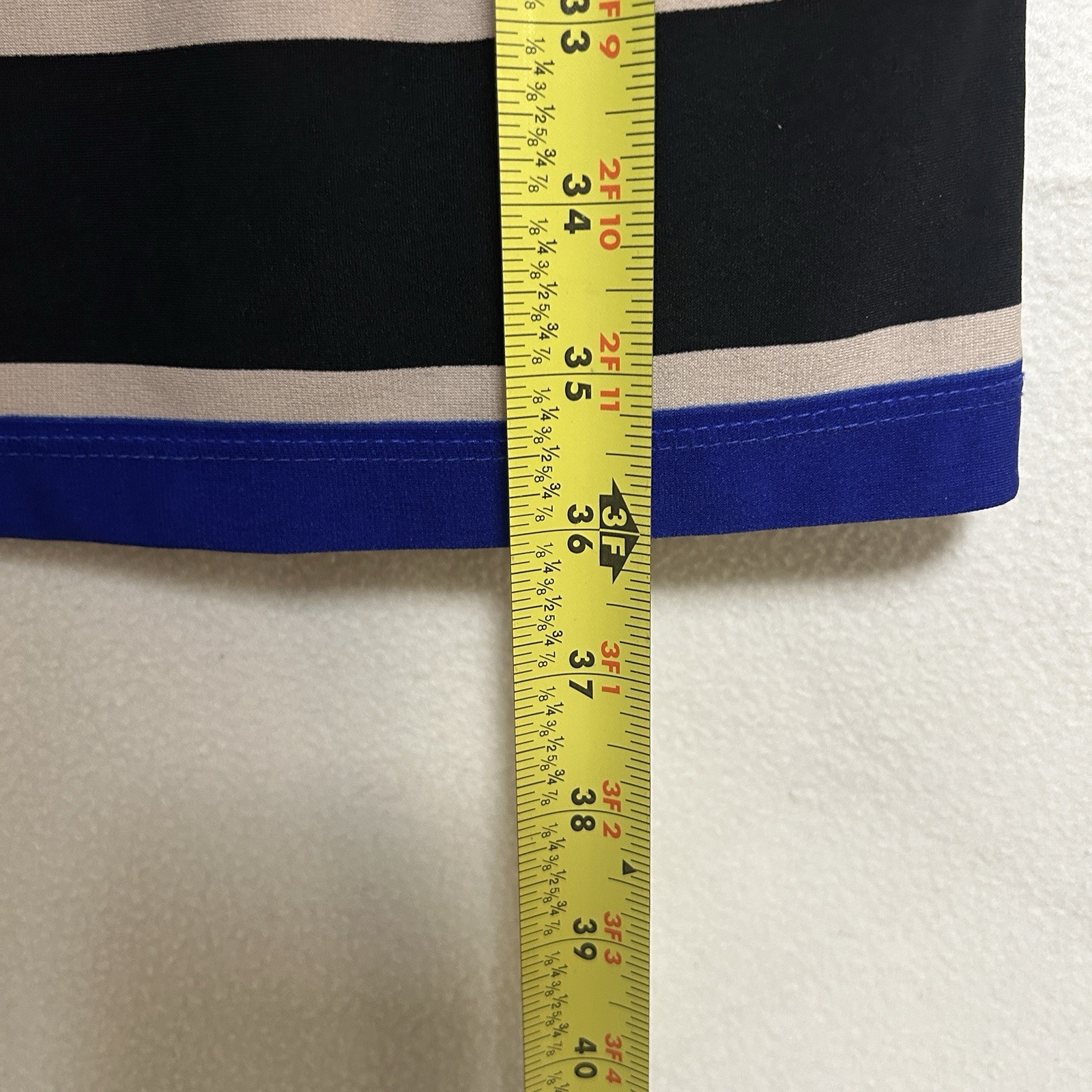 Studio One New York Geometric Shift Dress Blue Black Beige Jersey Knee Length S