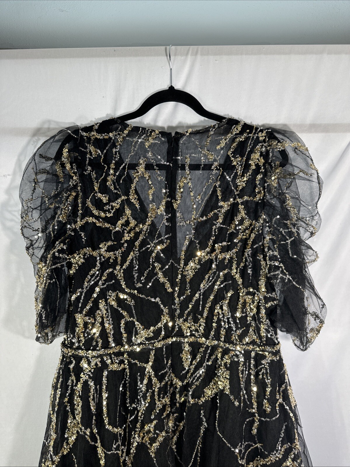 NWT Mac Duggal [ 14 ] 20428 Embellished Gathered Puff Sleeve Wrap Gown #S1718