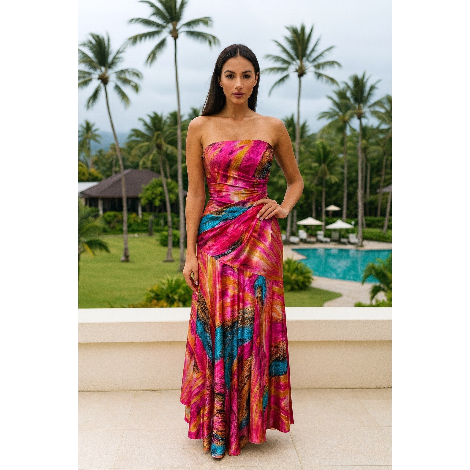 Speechless Dress Junior 1 Pink Multicolor Maxi Dopamine Satin Sleeveless Prom