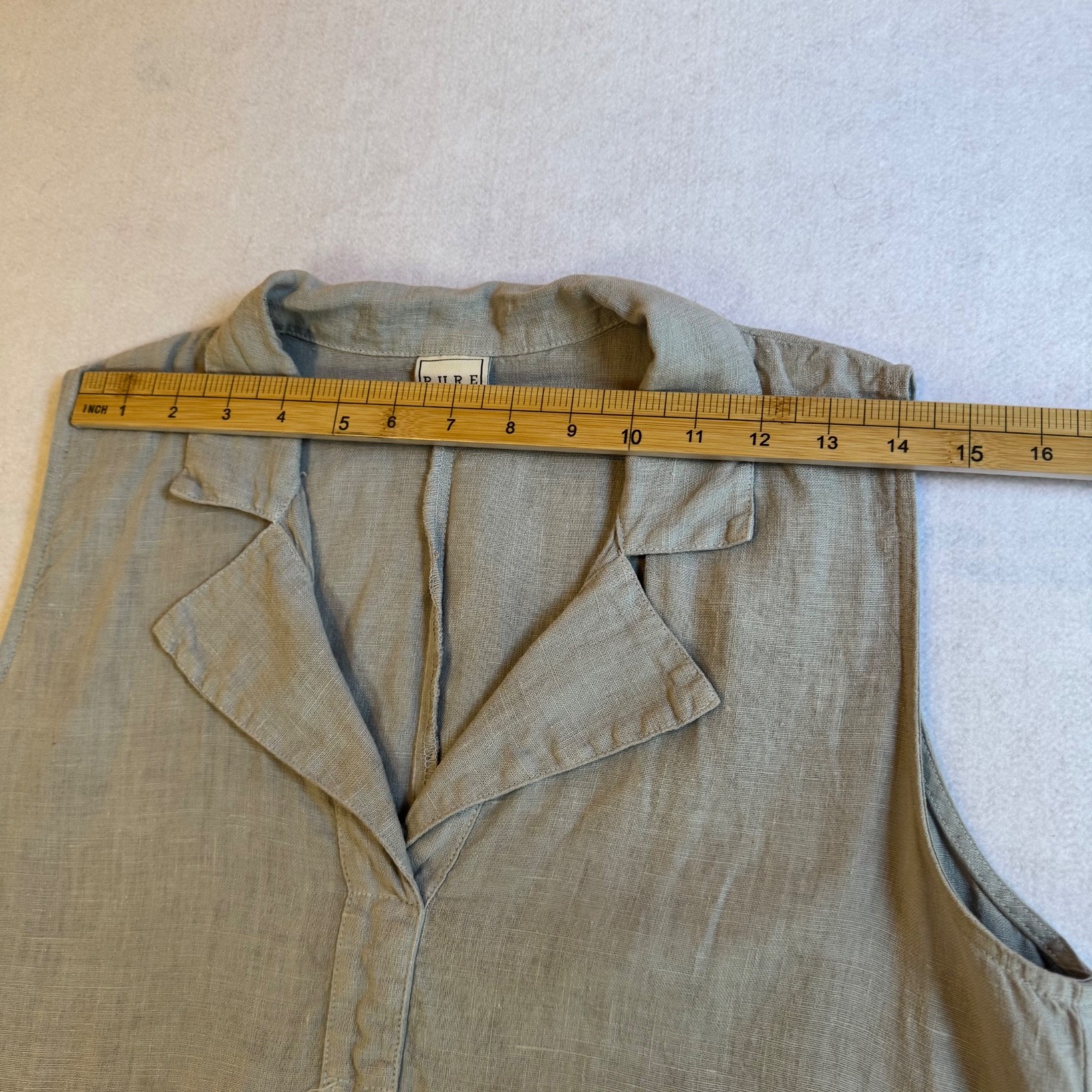 Pure Match Dress Maxi M Gray Linen Shift Sleeveless Coastal Beach USA Sundress