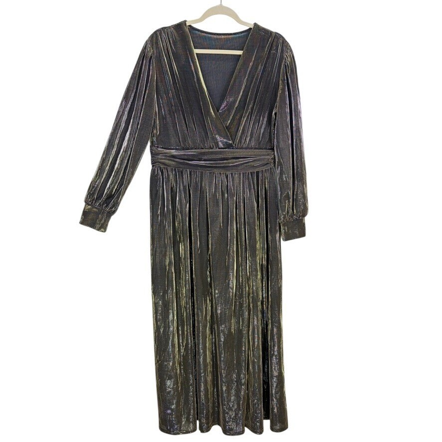 Womens Maxi Formal Dress XXL Gold Metallic Shimmer Prom Event Mother of Bride