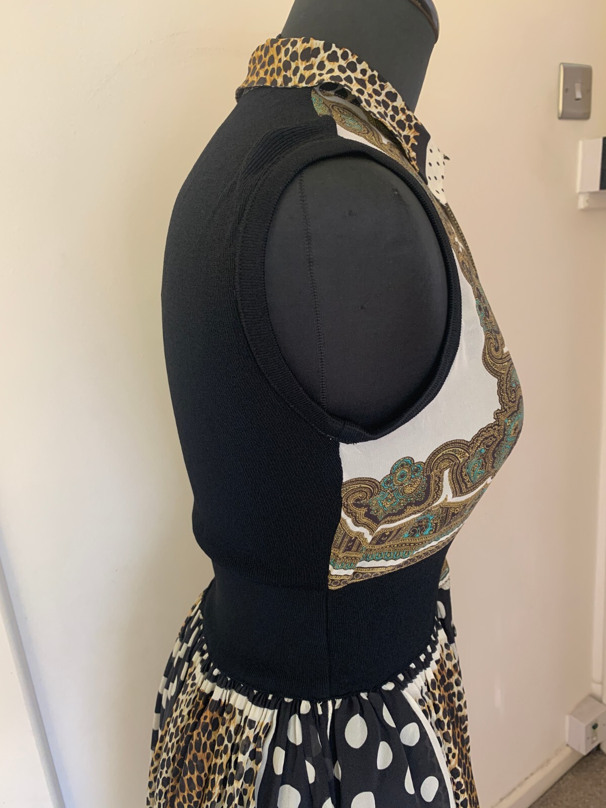 Dolce and Gabbana D&G Multi Pattern Scarf Silk Runway Dress IT44 UK10 US6 EU36