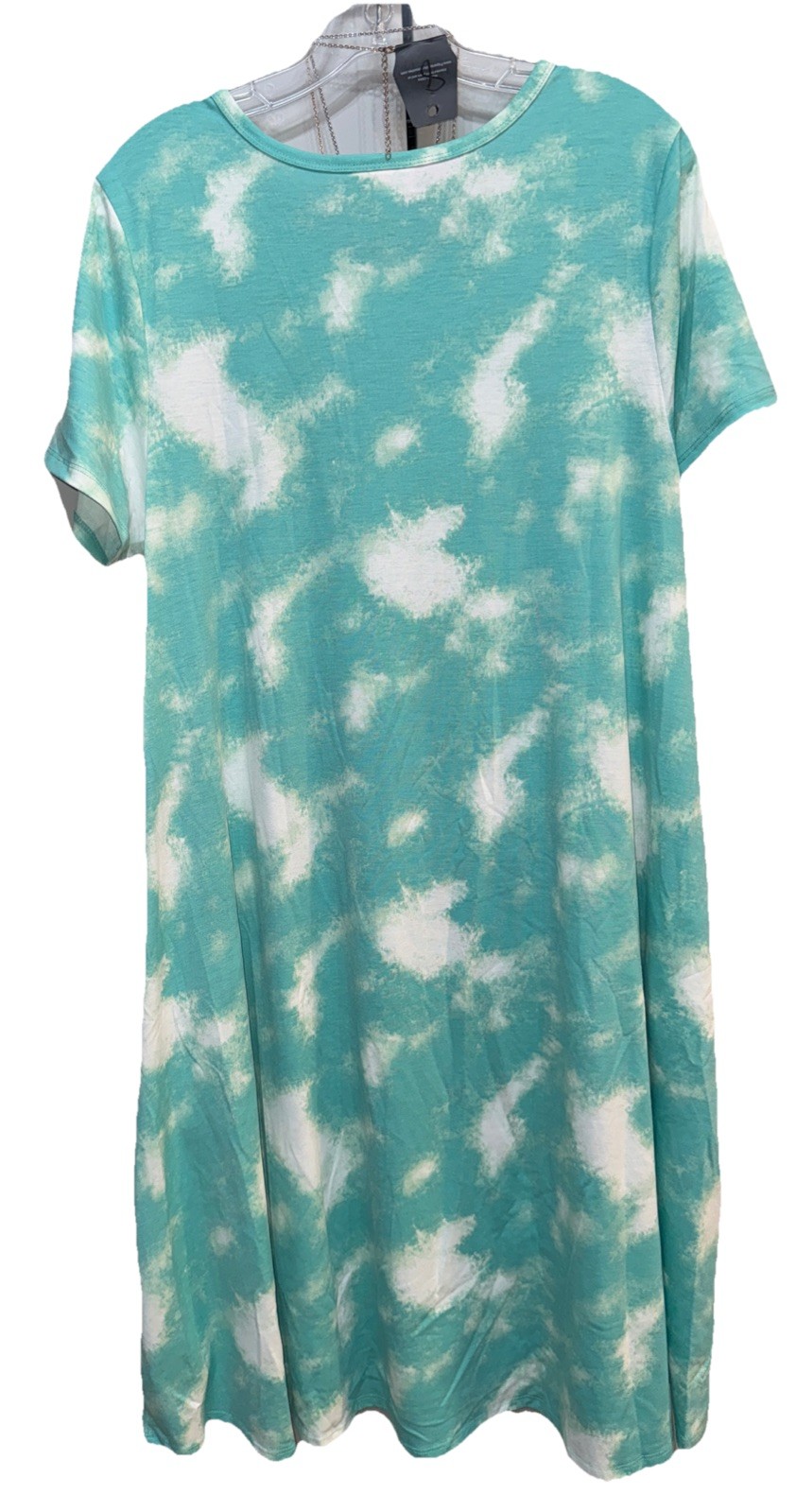 NWT LuLaRoe Large Mint Green Yellow & White Tie Dye Jessie Swing Dress w/Pockets