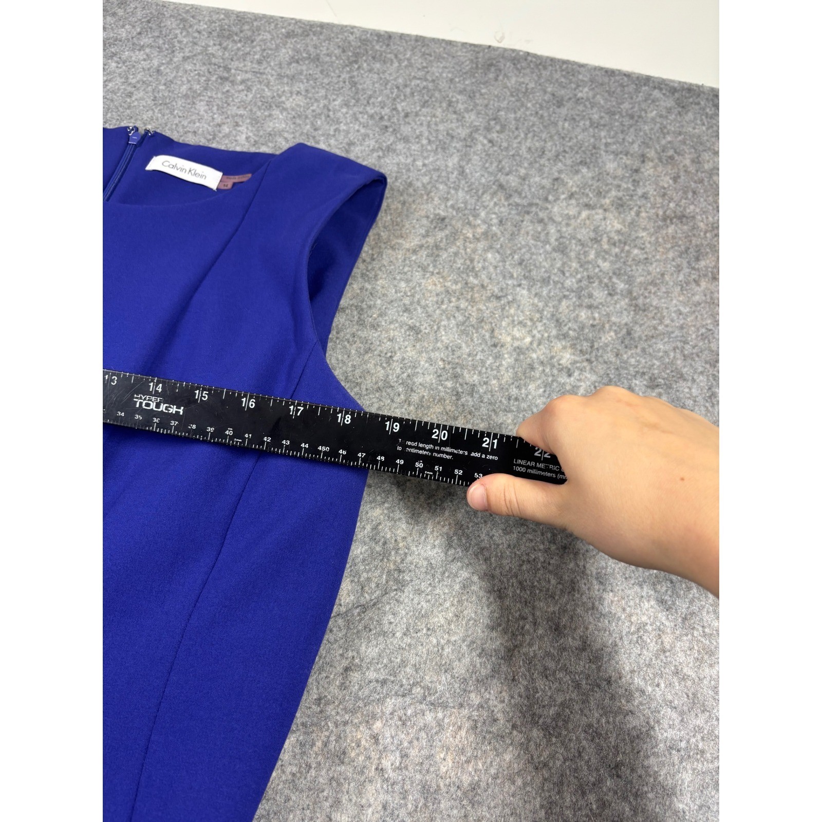 Calvin Klein Royal Blue Sleeveless Fit and Flare Pleated Skirt Dress Womens 14