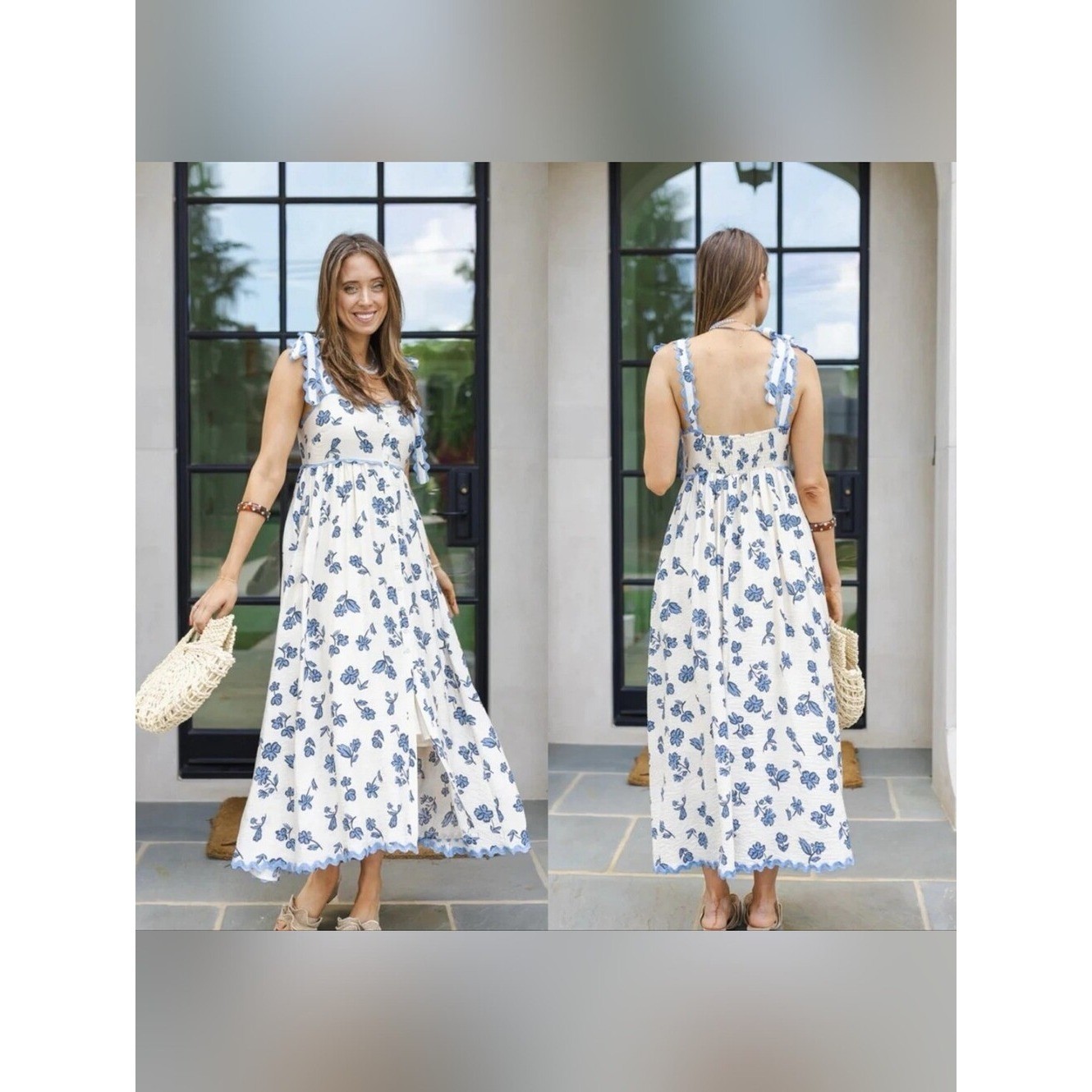 Sofie the Label Fields Of Passion Dress Blue Floral size Medium