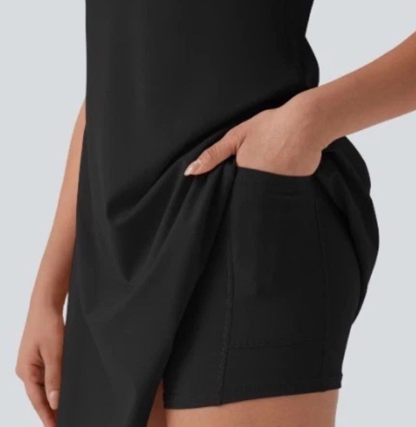 Halara SoftlyZero™ Plush Backless Active Dress Easy Peezy Edition 2X , NWT BLACK