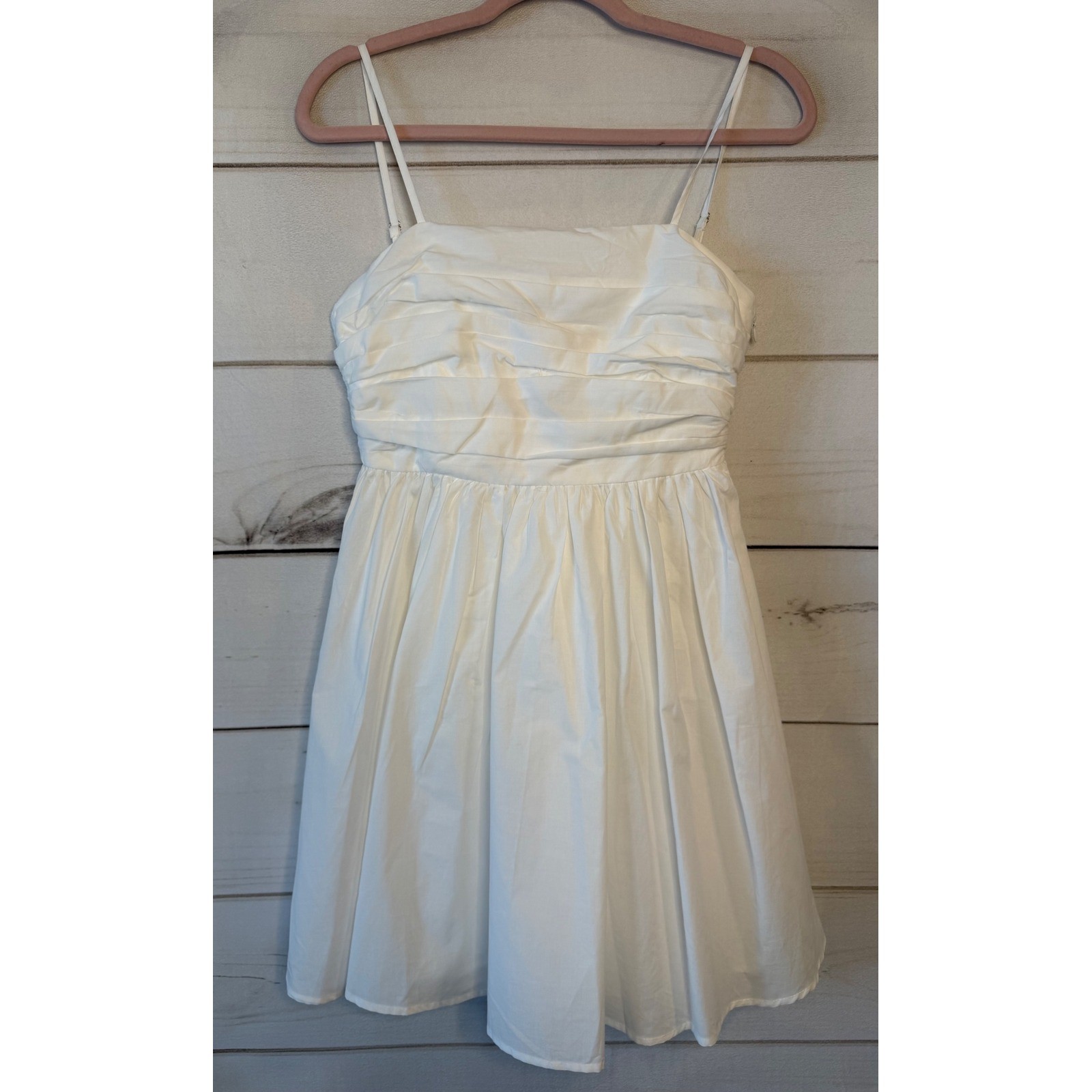 Pink Lily White Cotton Ruched Mini Dress Bow Back MA1015 Small