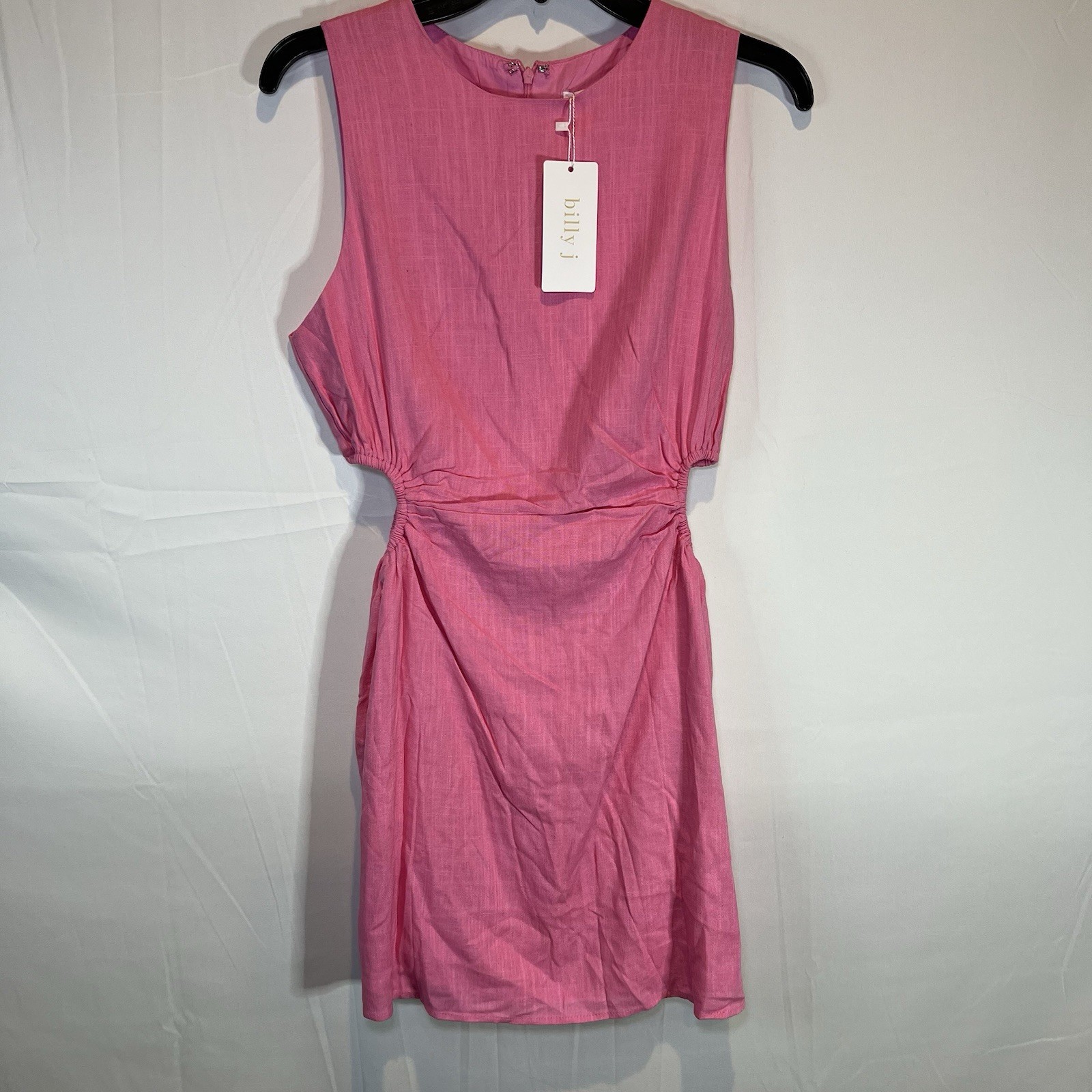 NEW Billy J dress womens 12 mandi mini Pink sleeveless cut out linen blend