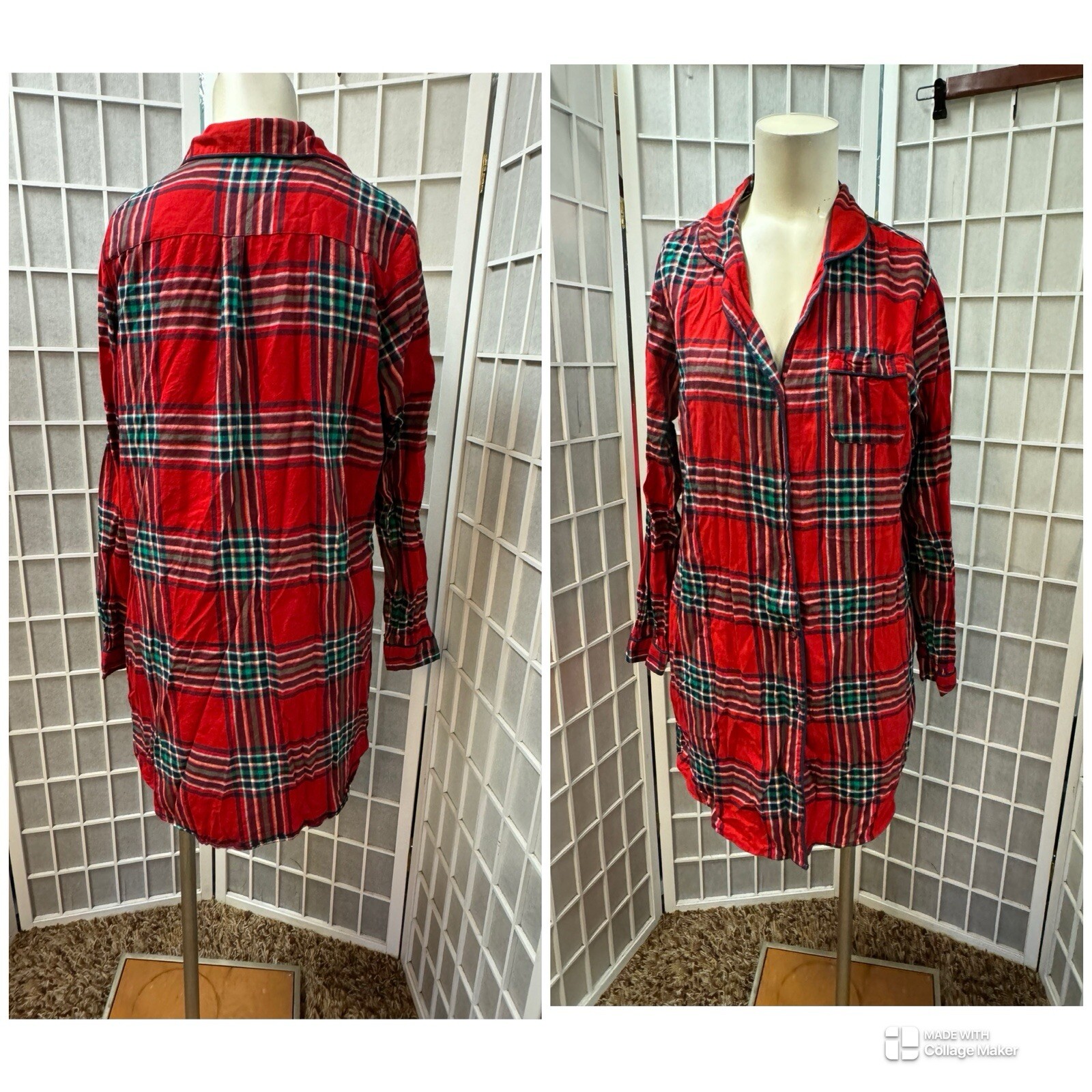 Stars Above, Woman, Christmas Dress, Red plaid, Sz M, Long Sleeve, with collar.!
