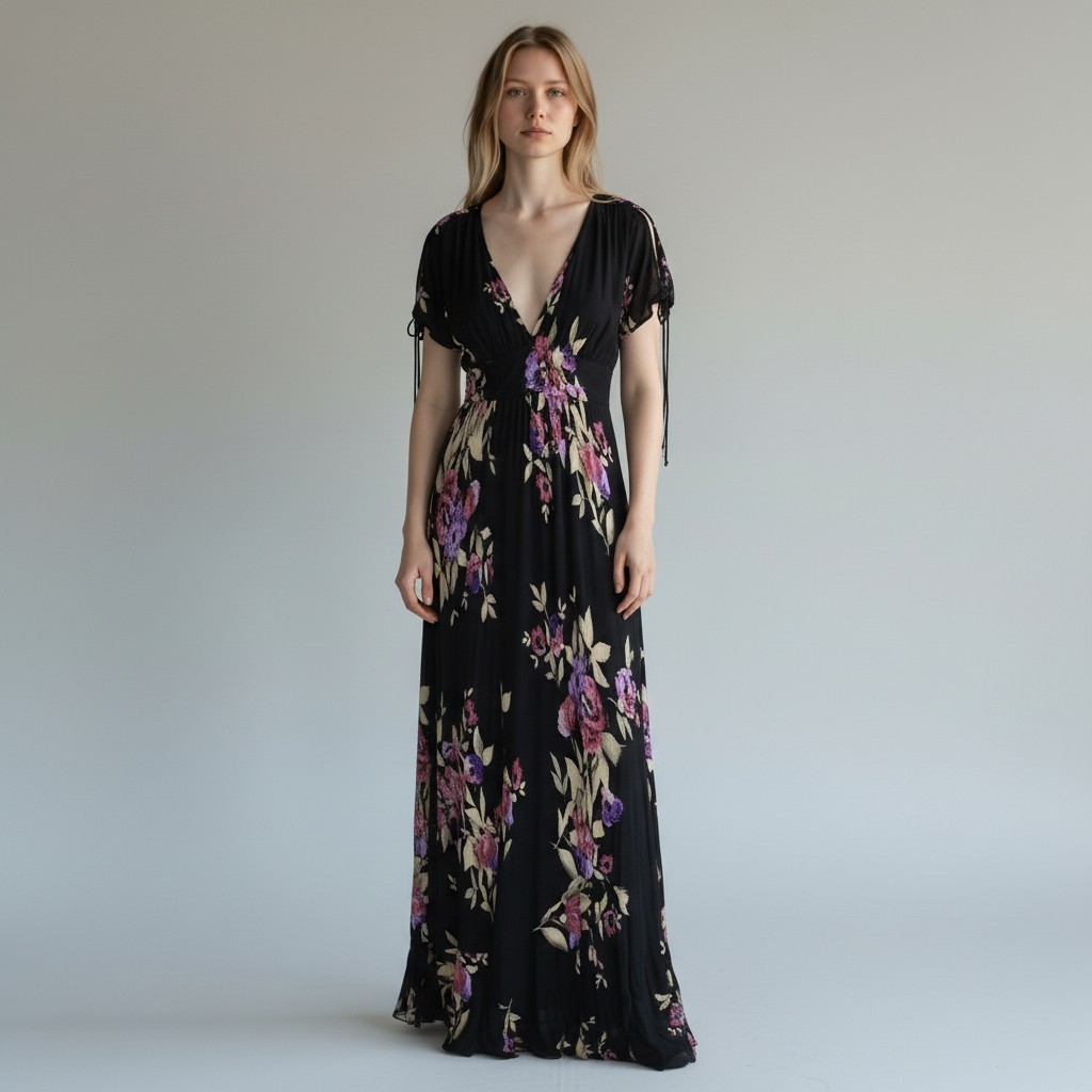 Nolita Dress Large Women’s Dark Floral Y2K Fairycore Whimsigoth Grunge 90s