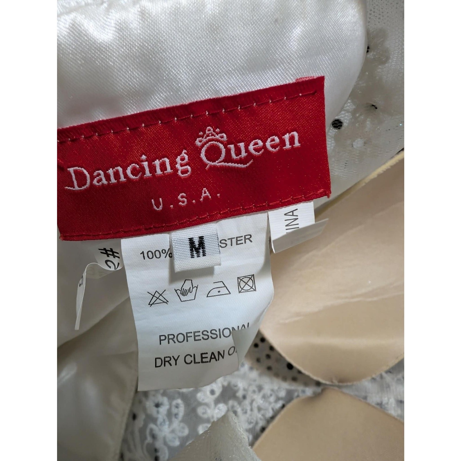 Dancing Queen Short Prom Hoco Formal Dress White Blue Iridescent Rhinestones M