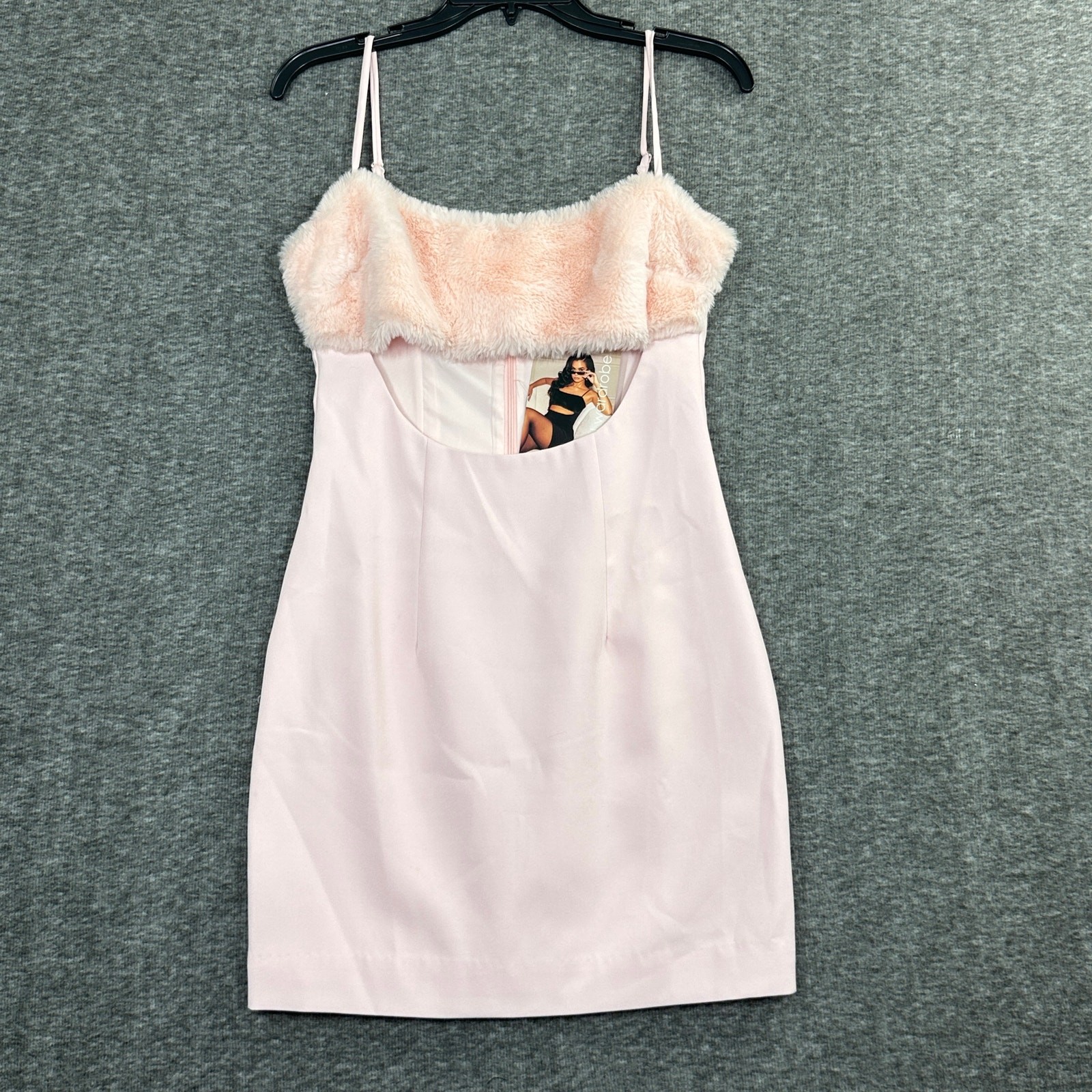 Naked Wardrobe Mini Dress Powder Pink Size Small Cut Out Fuzzy NEW