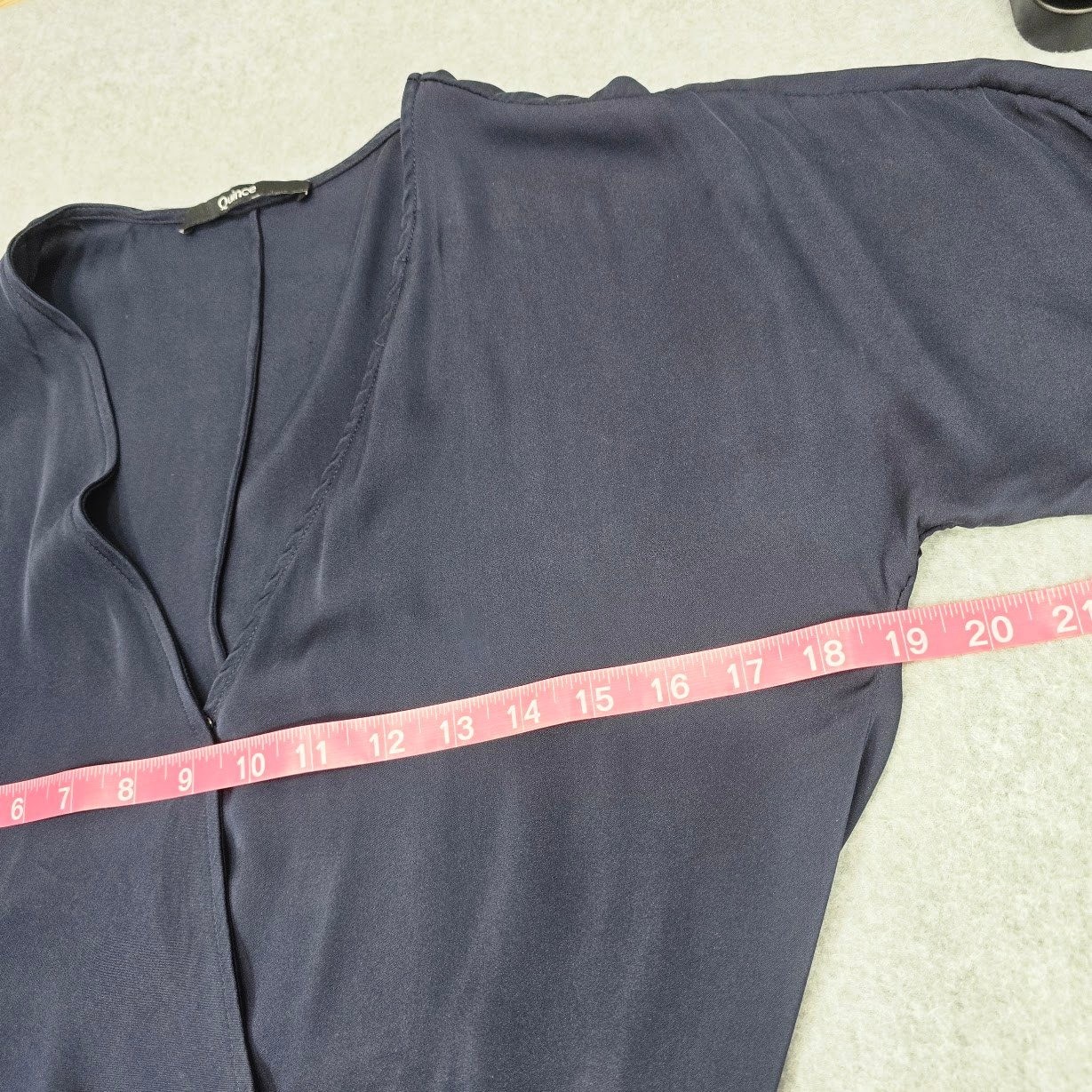 Quince Wrap Dress L Silk Blend Short Sleeve Knee Length Minimalist Quiet Luxury