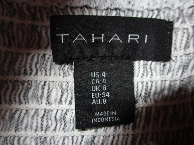 Tahari FAB! Linen Blend Strappy Button Closure Stretch Striped Midi Dress Sz 4