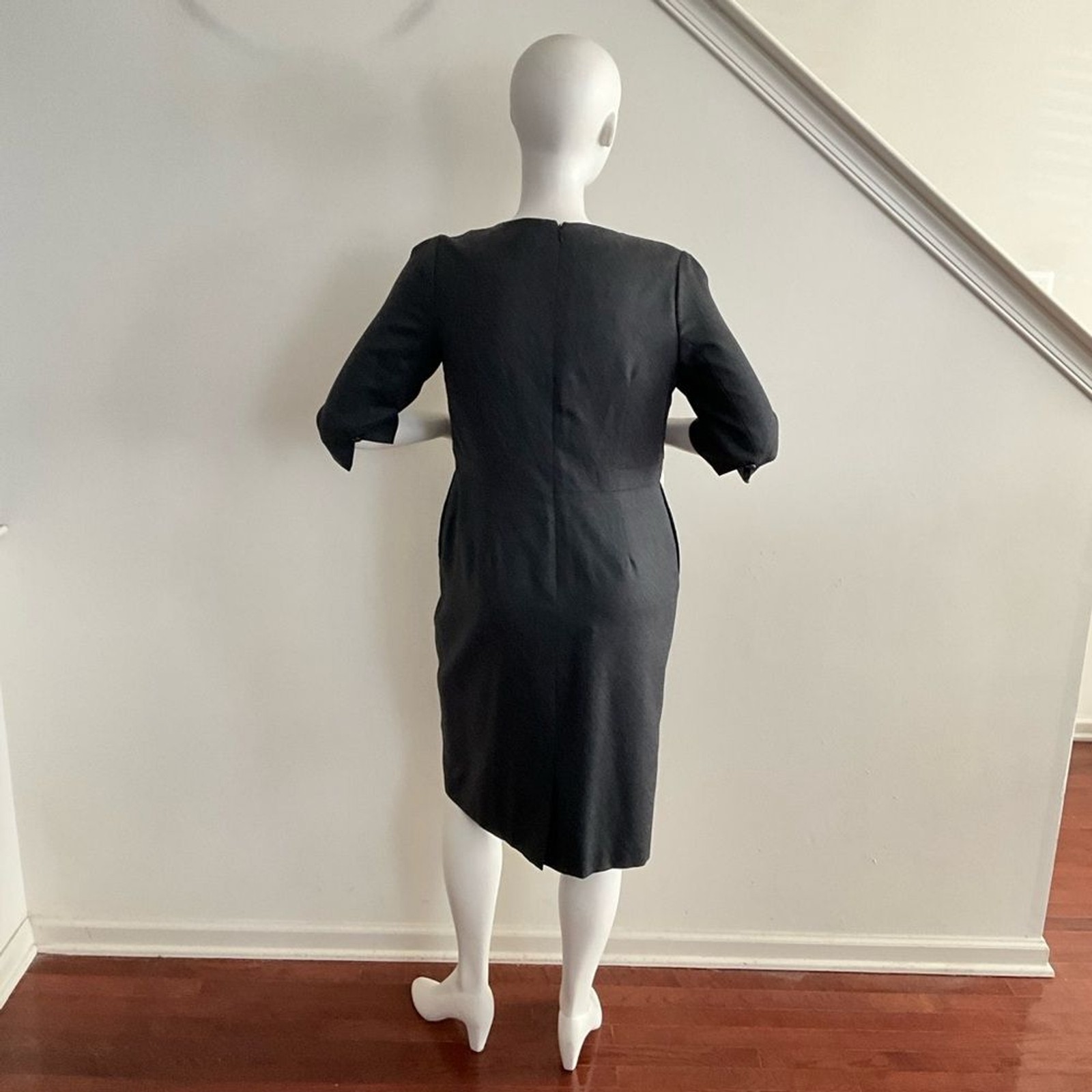 100% Virgin Wool Pendleton V-Neck Dress Gray 14