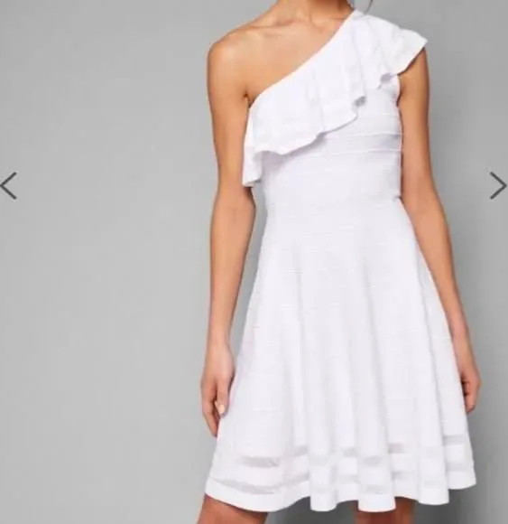 Ted Baker White Dress Size Small One Shoulder