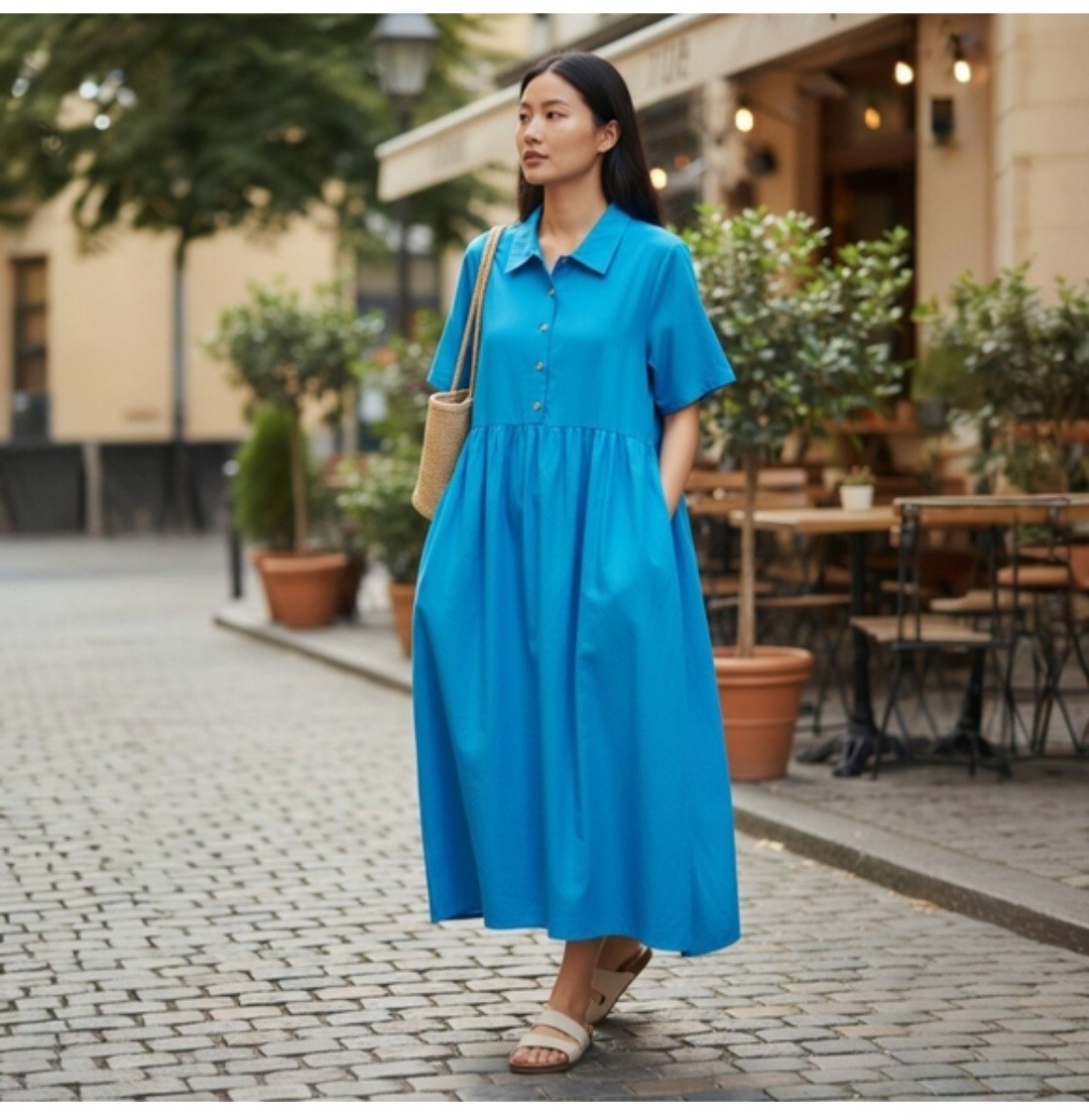 Womens Vintage Sunbelt Blue ShirtDress Sz XL