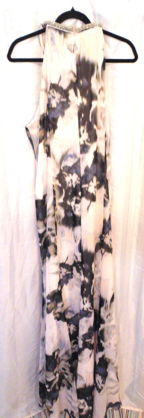 Calvin Klein Elegant Womens Rhinestone Halter Long Dress Gown sz 16