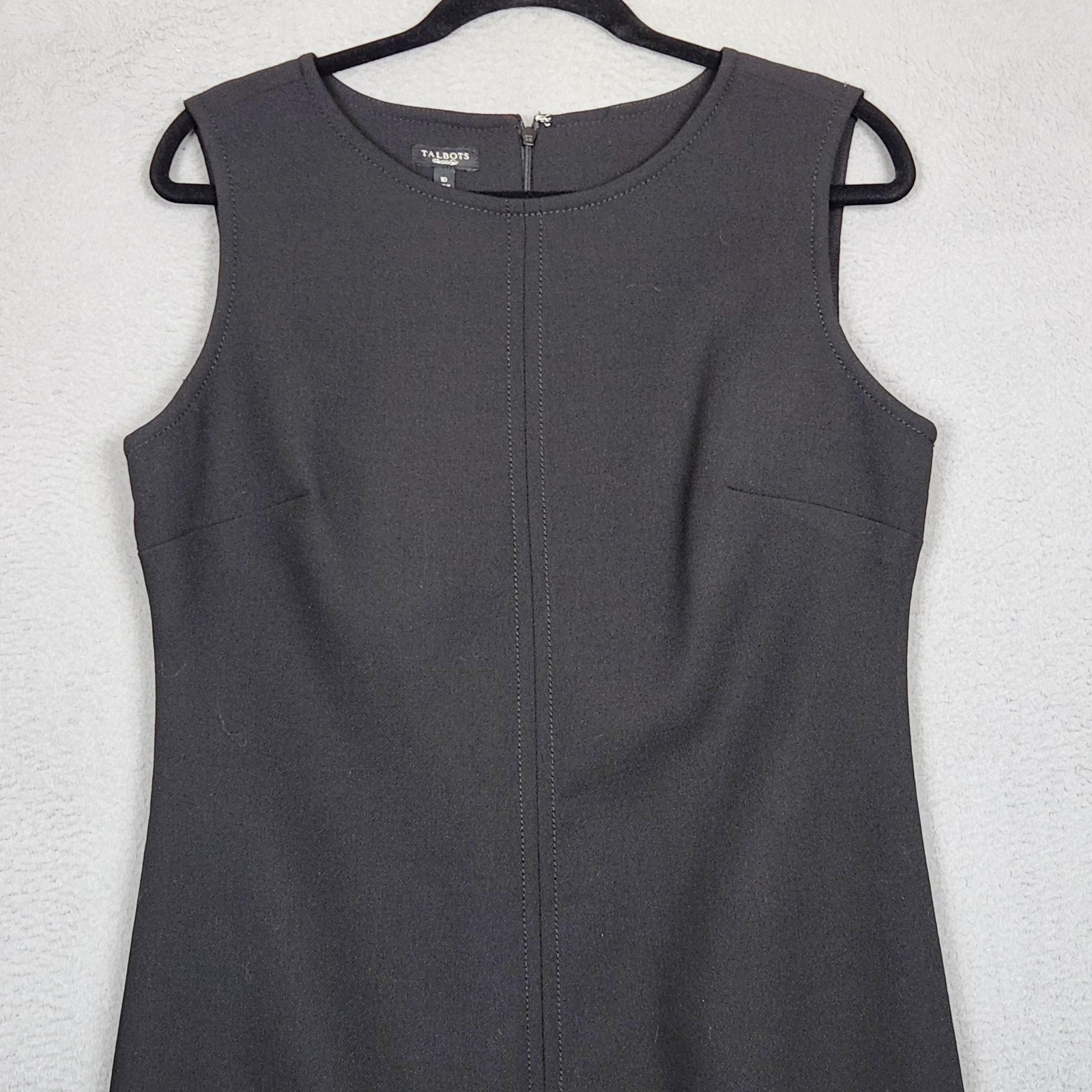 Talbots Dress Womens 10 Black Sleeveless Wool Blend Sheath Lined Office Career