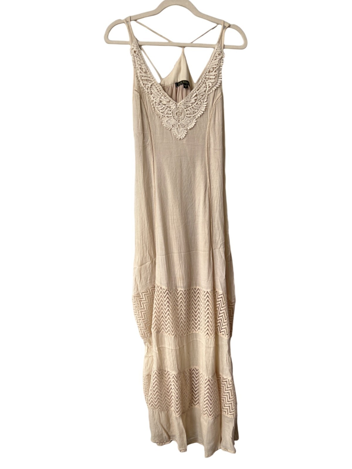 Love Stitch Stay True Crochet Maxi Dress Women S Light Beige Bohemian Chic Beach