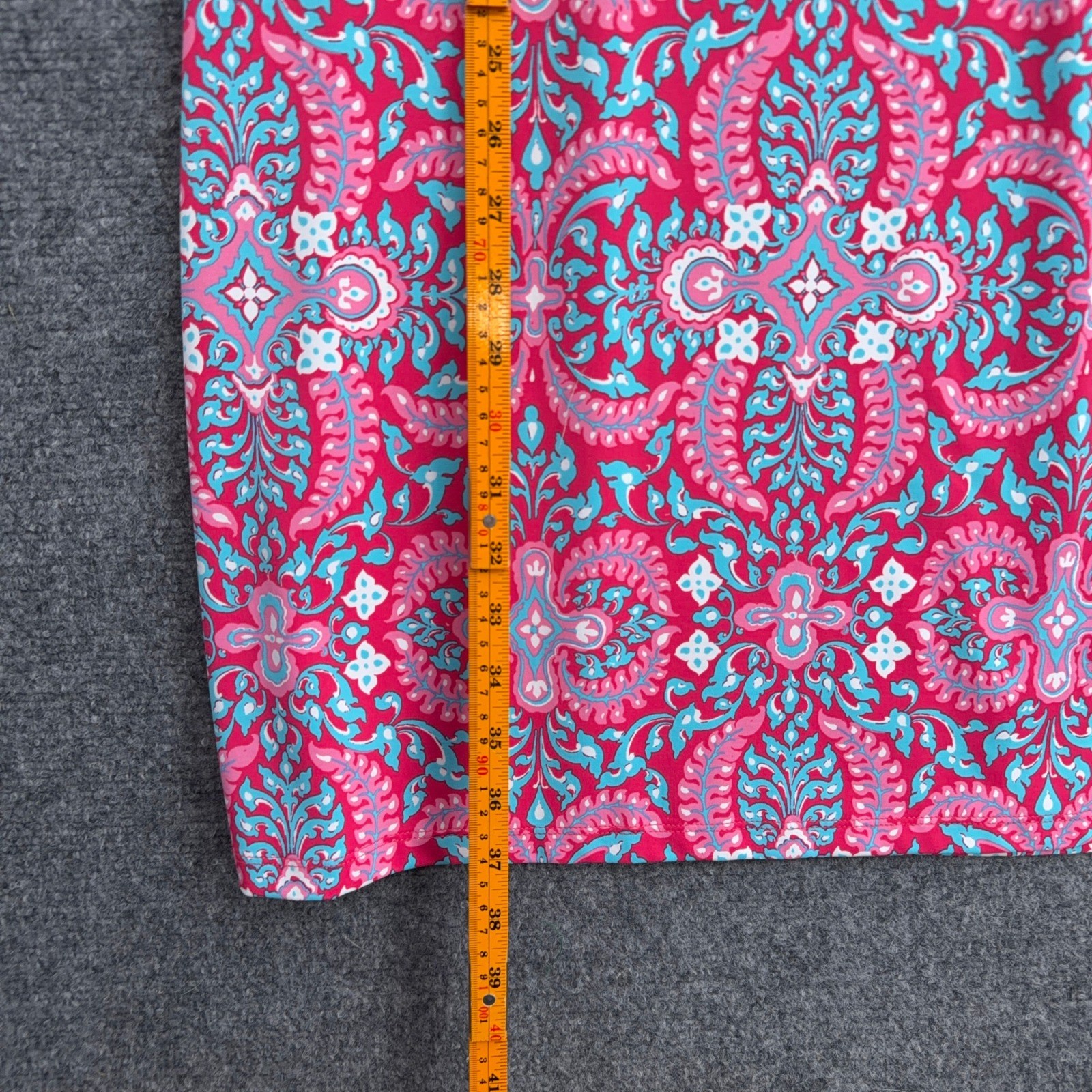 Talbots Paisley Shift Dress Womens XS Nylon Spandex Pink Blue Sleeveless