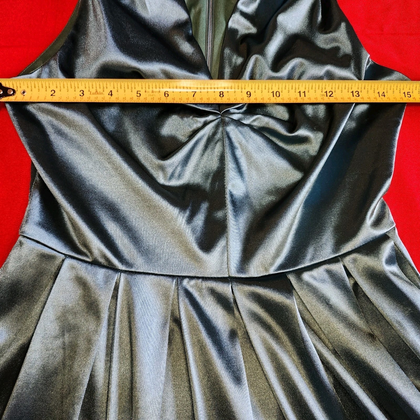 Belle Poque Vintage Teal Satin Twisted Cocktail Dress With Black Belt Size S