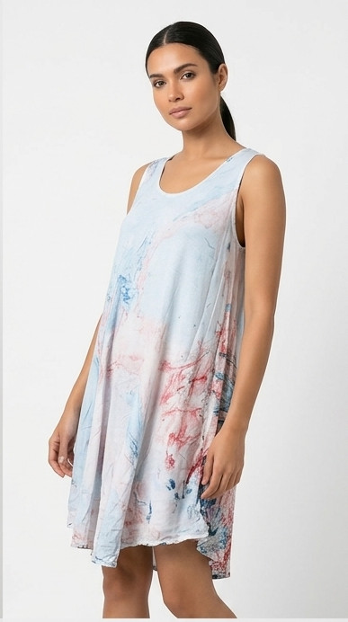 Women & Girls SunDress Light Sky Blue & Pink Colour Sleeveless SD045
