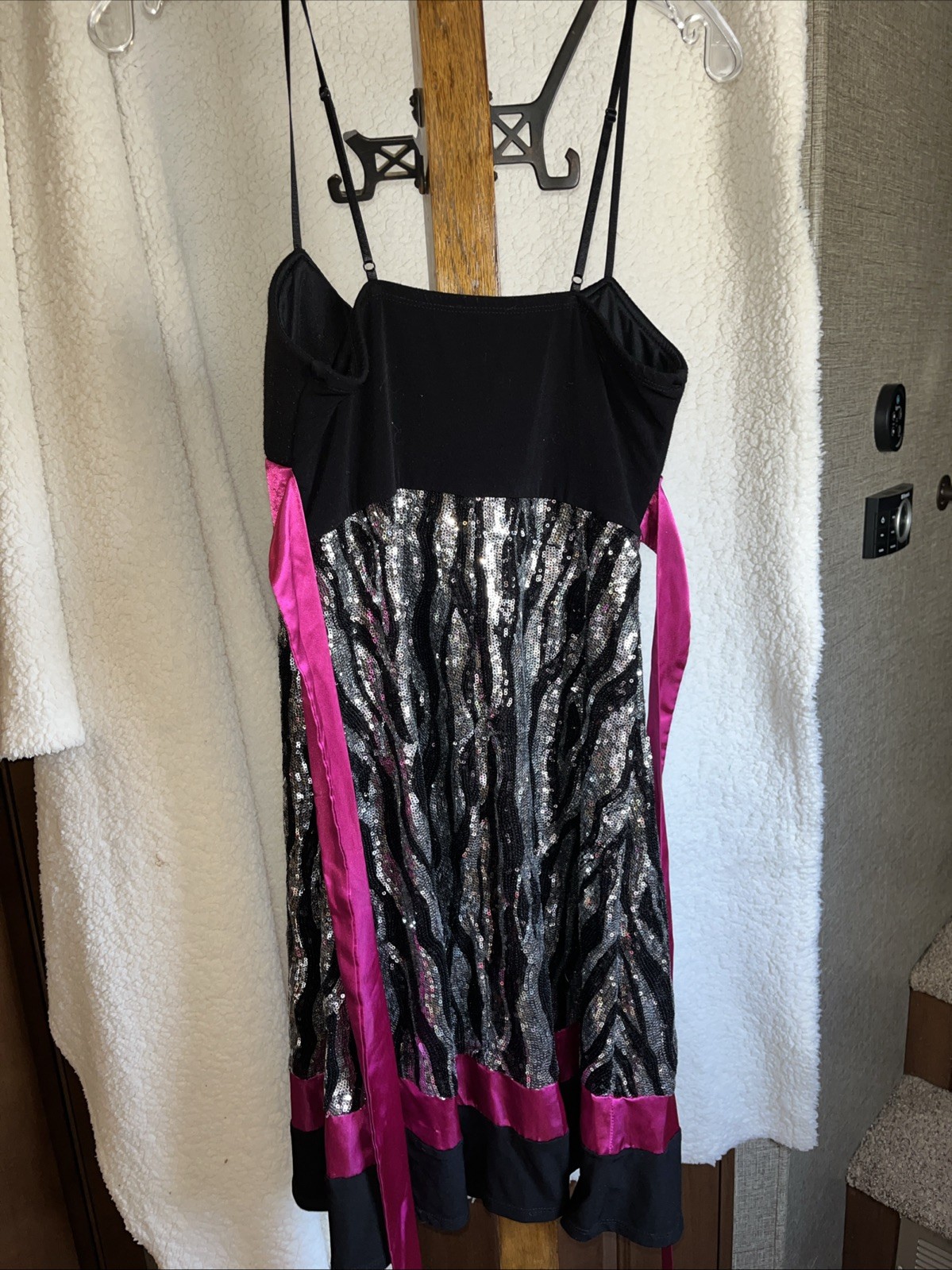 RUBY ROX Size Large Women Size 5 Black/White/Pink ZEBRA DRESS