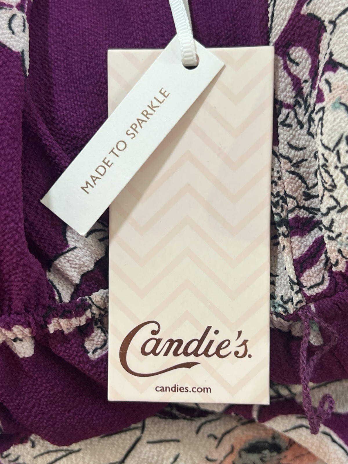 Candie’s Purple Floral High-Low Romper Dress Size Large Brand New With Tags