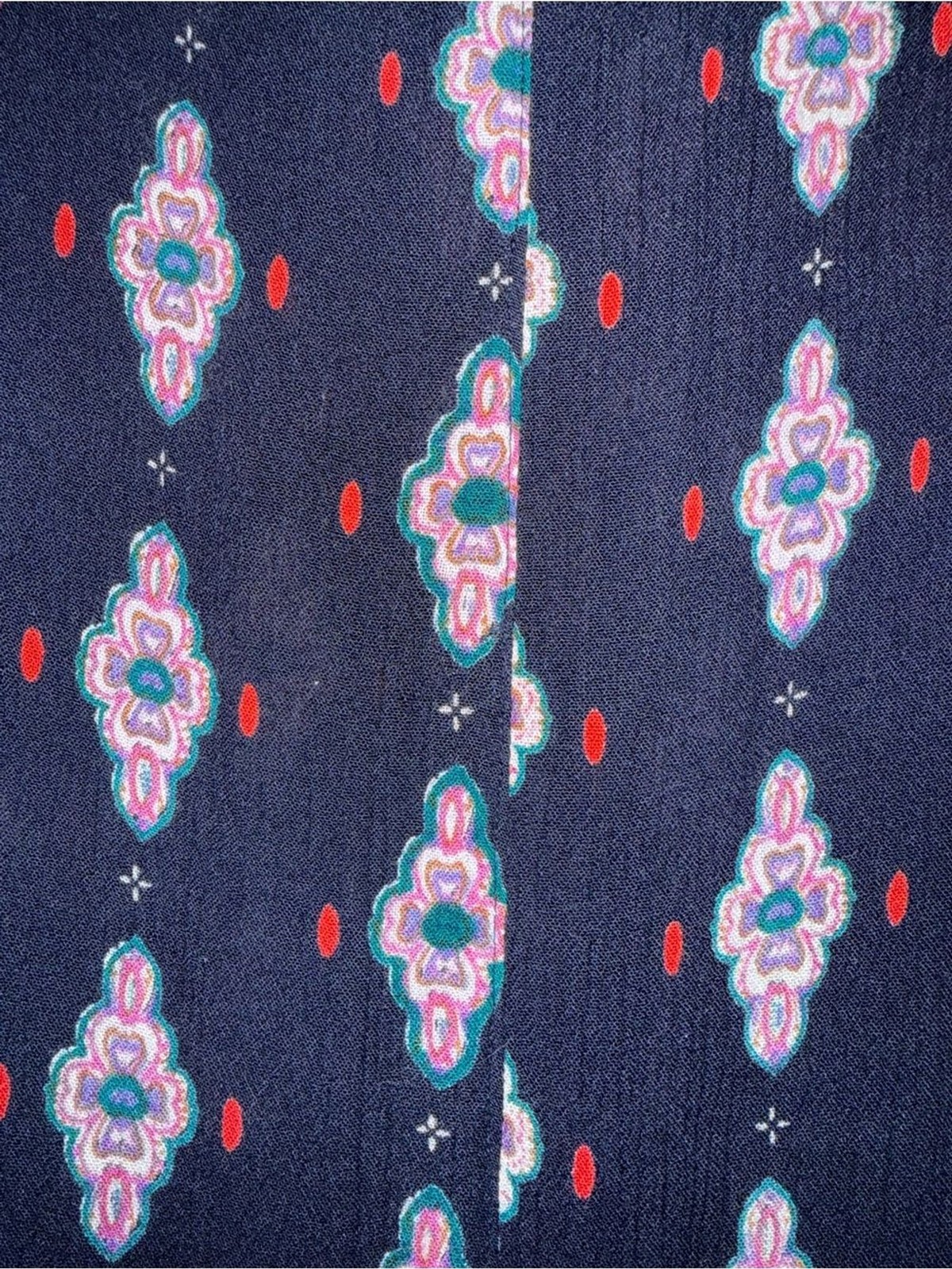 RAGA XS Embroidered Semi Sheer Navy Dress Floral Boho Whimsygoth Sharkbite Hem