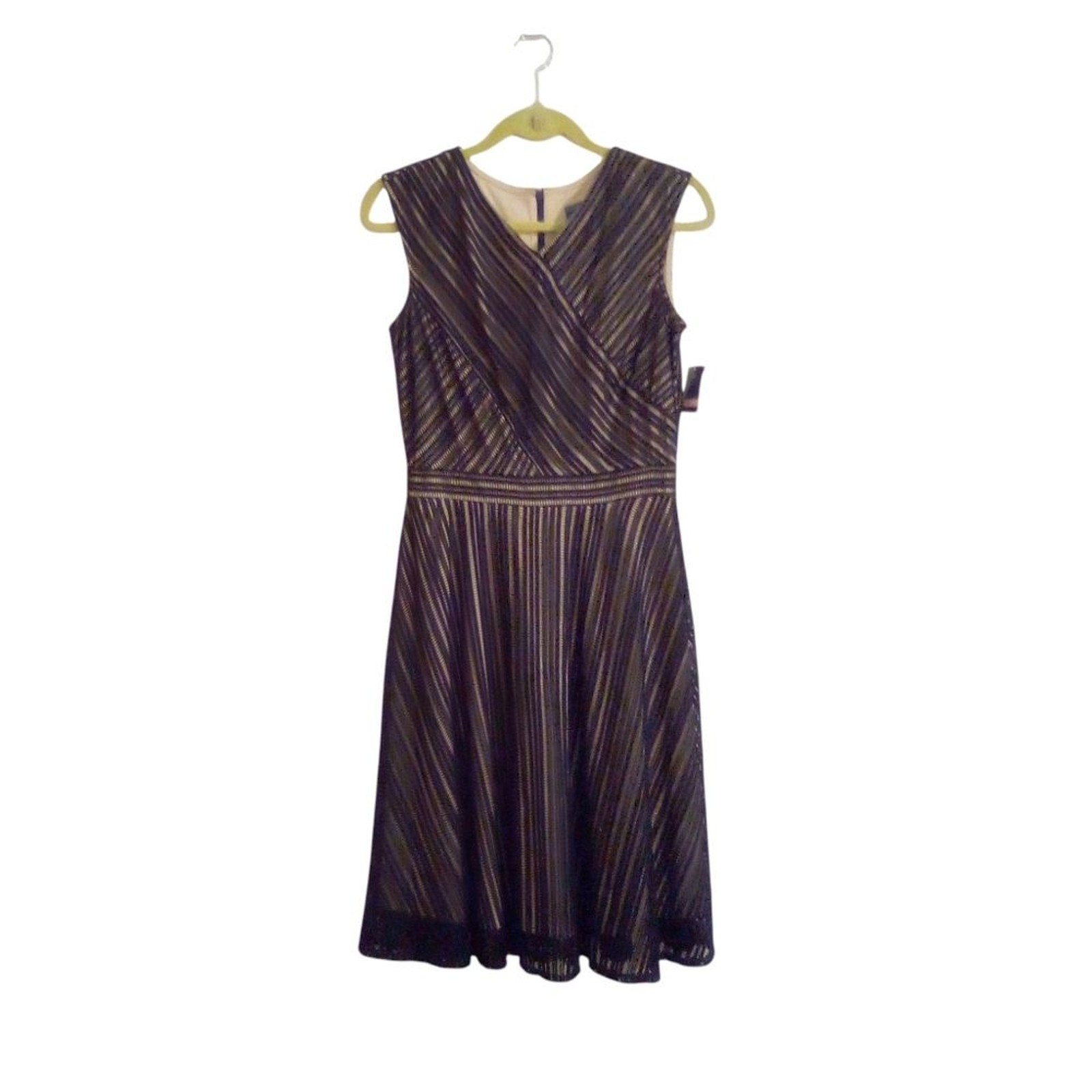 Gabby Skye Dress Crochet Illusion Overlay Goth Fit And Flare Sleeveless 10 Black