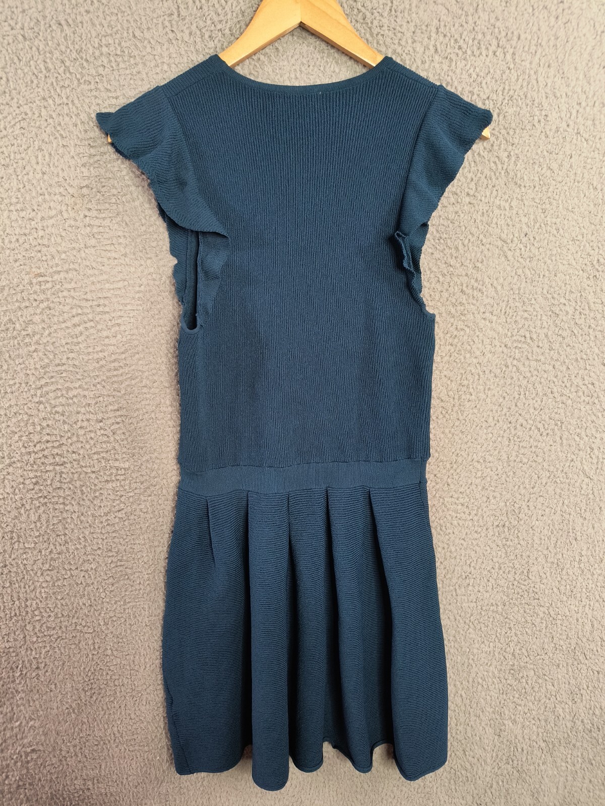 Ali & Jay Party Dress Mini Flutter Cap Sleeve Stretch Knit Large Blue Green NEW