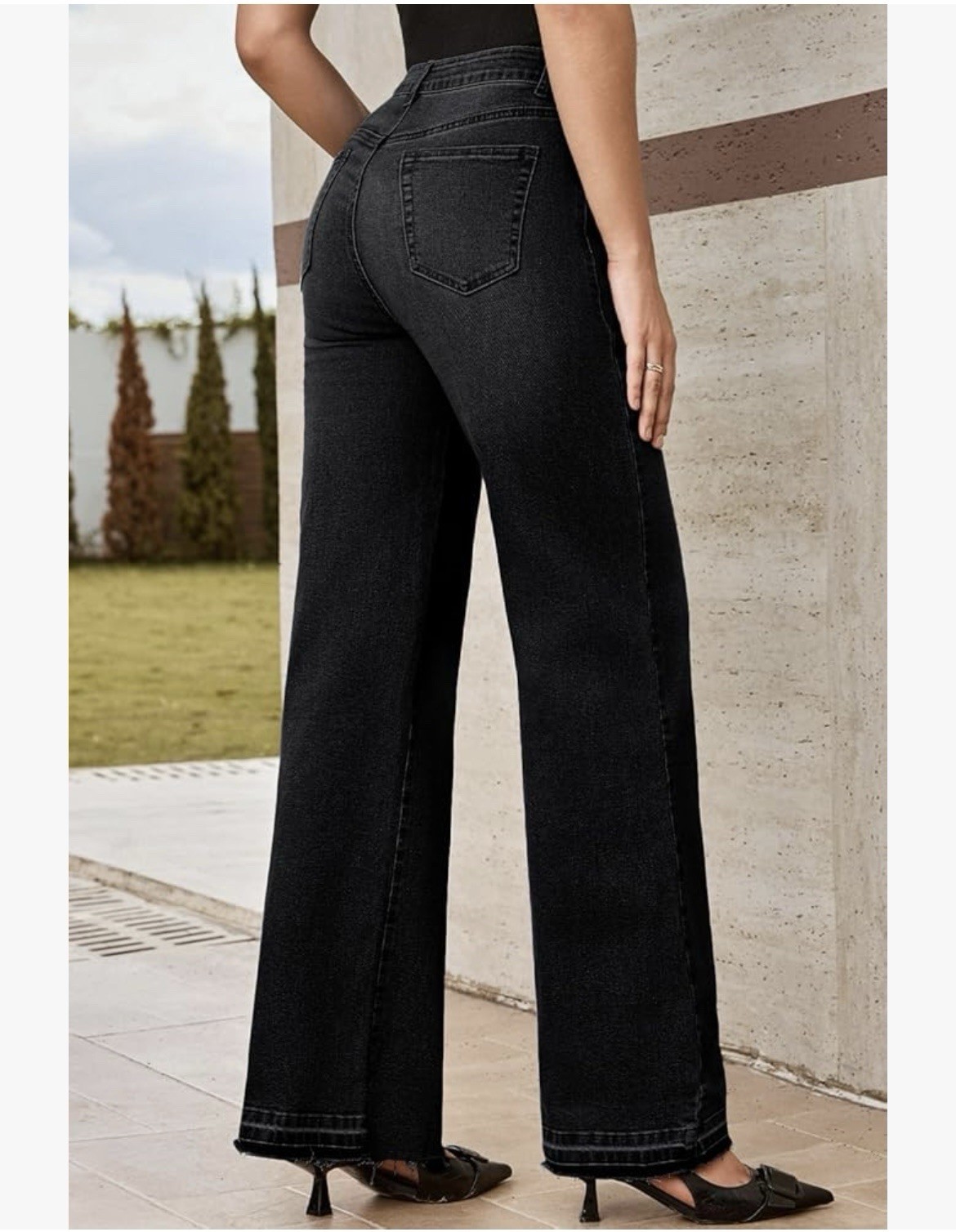 EVALESS Womens Baggy Jeans High Waist Straight Leg Wide Leg Stretchy Size 16