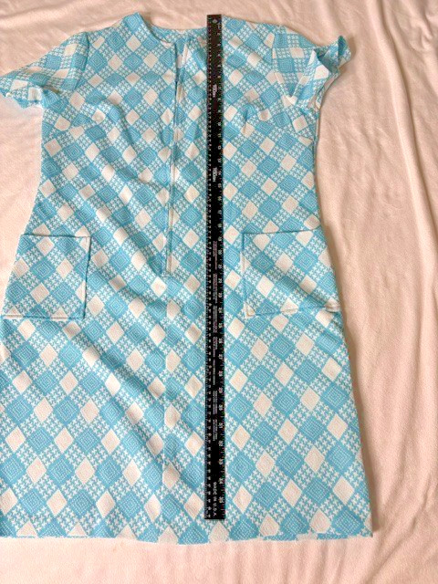 Vintage 1960s Shift House Dress Mod Geometric Mad Men Zip Front Handmade