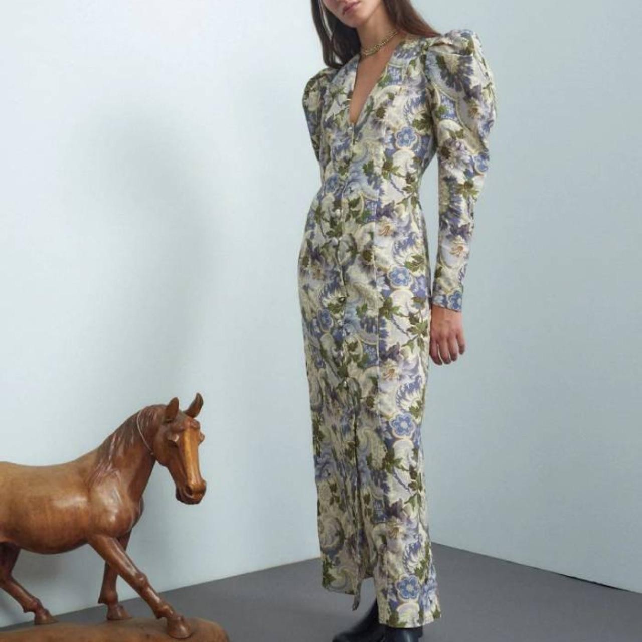 Alemais Phillipa Puff Sleeve Midi Dress Floral Size AU 6