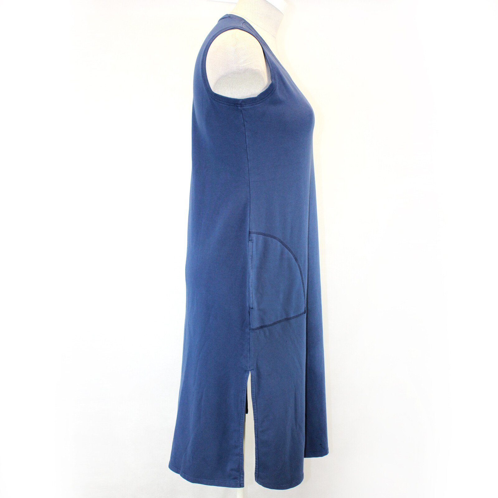 Talbots Plus Blue TERRY cotton Midi DRESS beach resort 3X pockets nautical