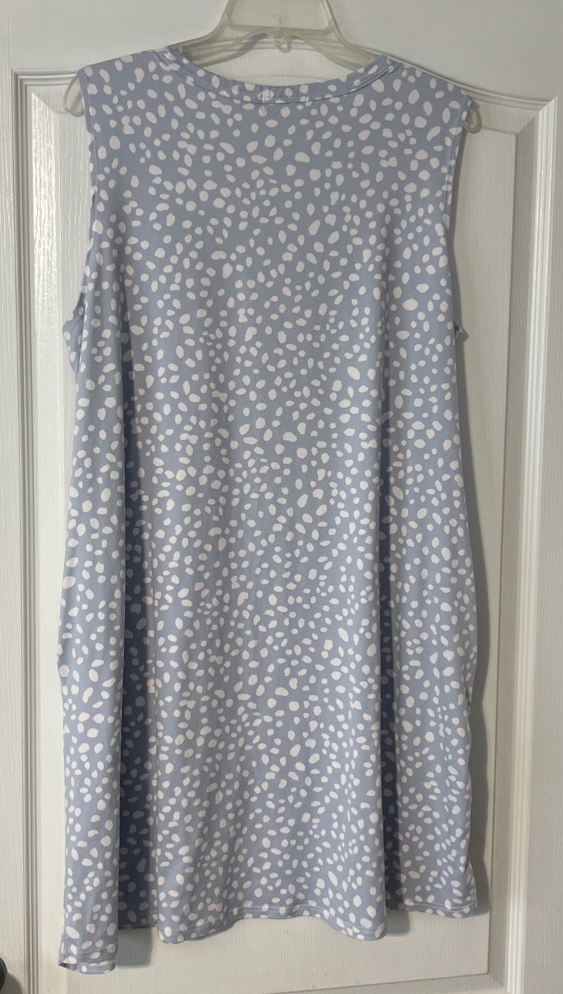 Perfect L Blue White Polka Dot Dress Boardwalk Artsy. With Pockets
