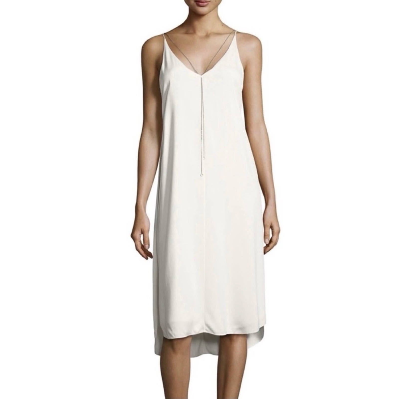 $495 NEW T BY ALEXANDER WANG IVORY CHAIN DETAIL DRESS 6