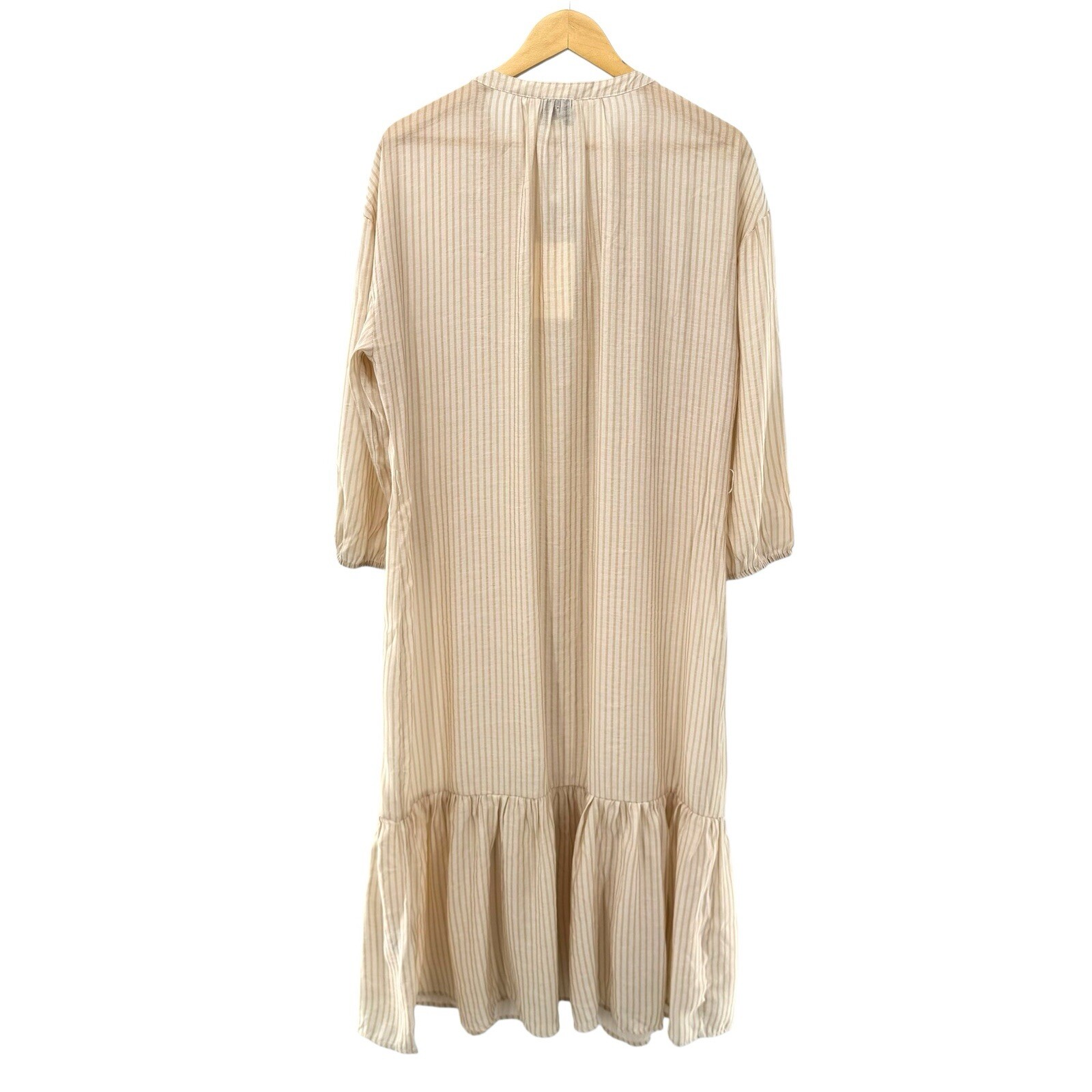 Greylin Womens Long Sleeve Oversize Shirt Dress Size Medium Tiered Striped