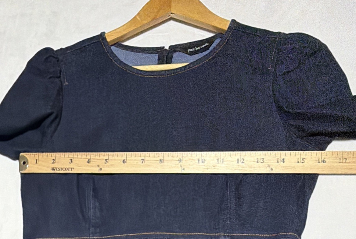 Peace Love World Black Label Petite Modern Denim Midi Dress XXS Petite Dark Blue