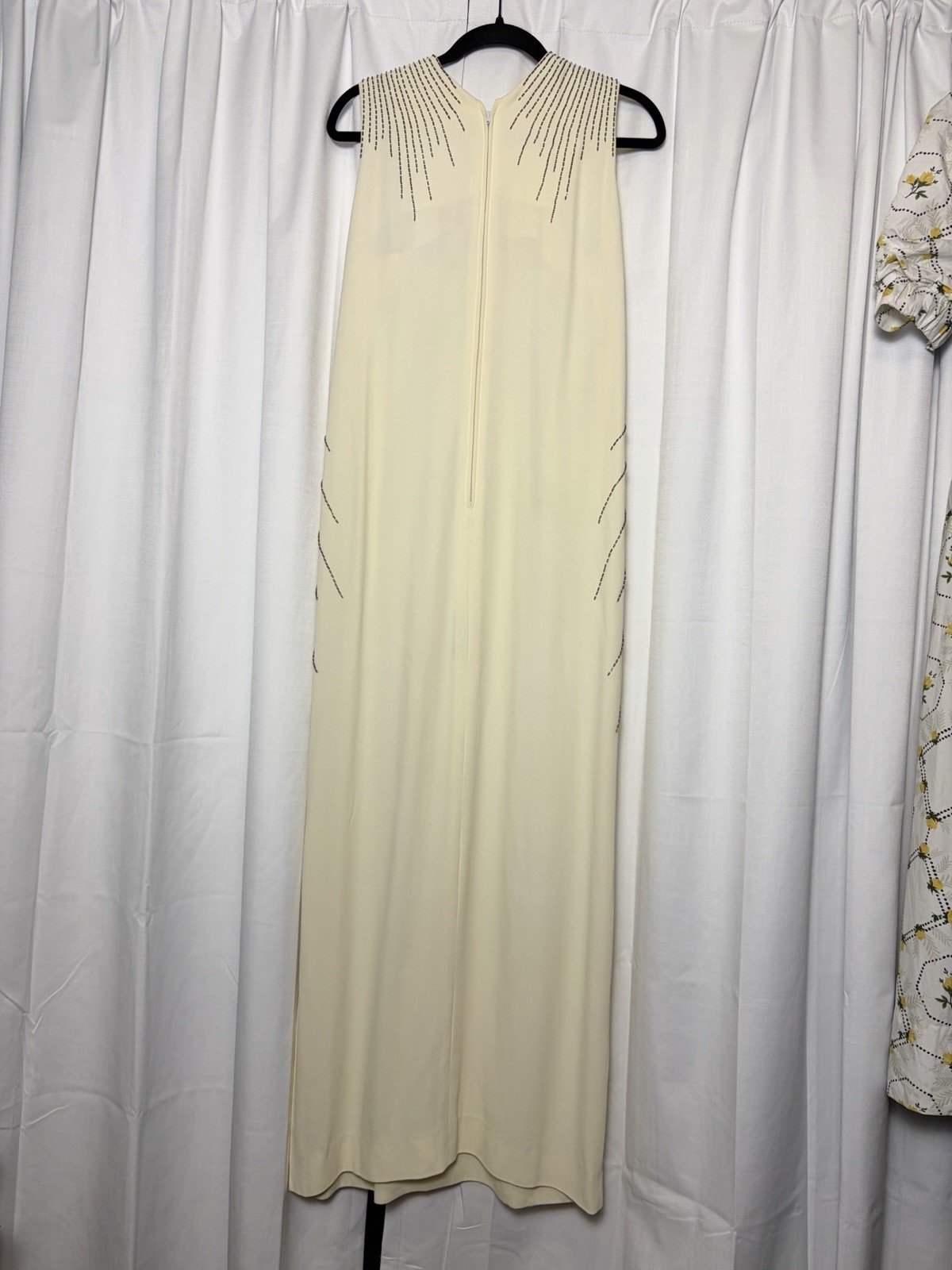 RARE VINTAGE Adele Simpson Egyptian Revival Sequin Cream Maxi Gown. Small.