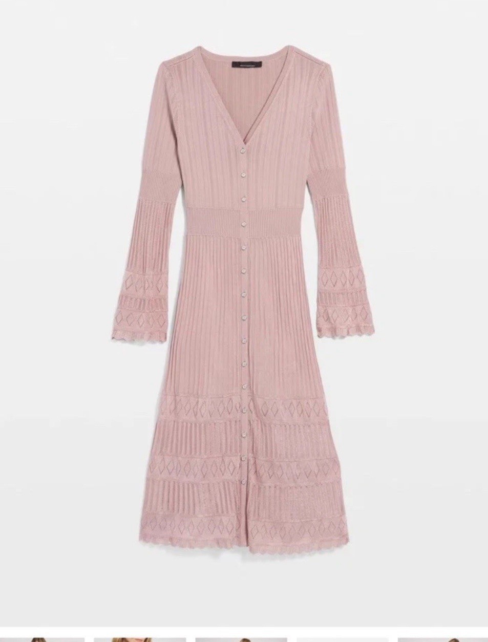NWT WHBM Sz SP 4,6,8 Button Front Sweater Dress Scalloped Hem Orig Price $180