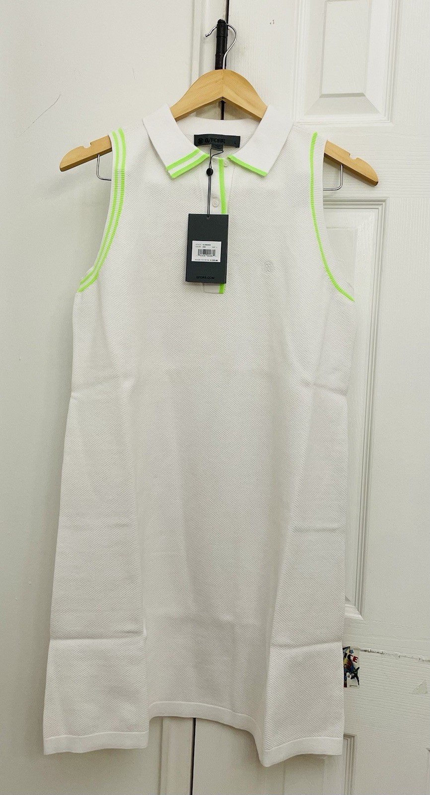 G/Fore Fully Fashioned Cotton Pique Sleeveless Polo Dress White Size L NWT Women