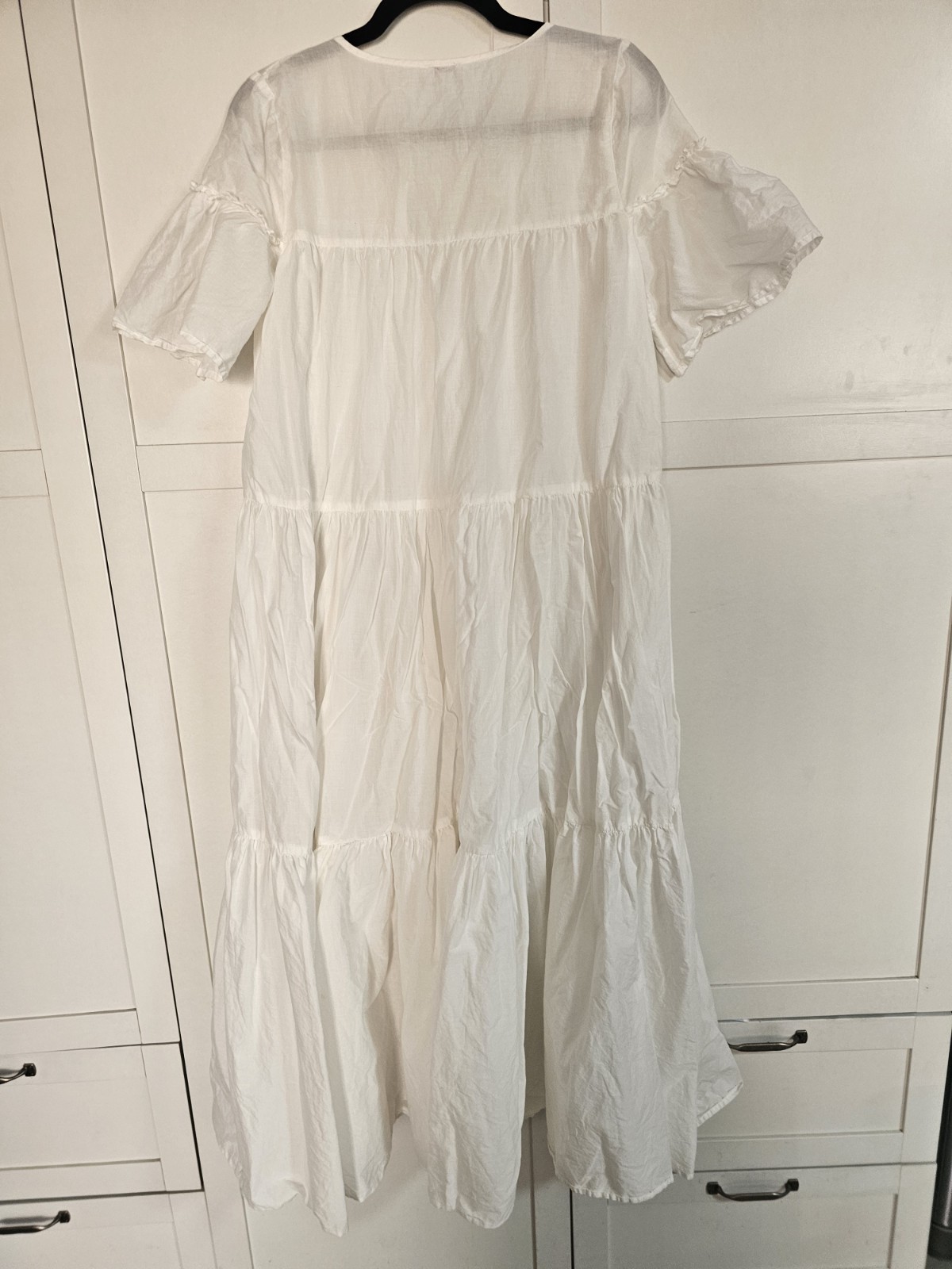 Vintage J Crew Original Beachwear White Tiered Dress Tunic Popover XS 19″ Pit
