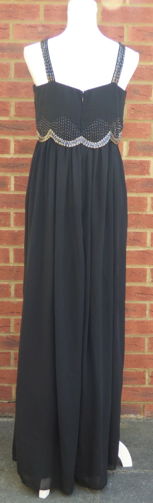 BNWT Womens Little Mistress Black Embellished Beaded Ballgown Prom Maxi Dress 12