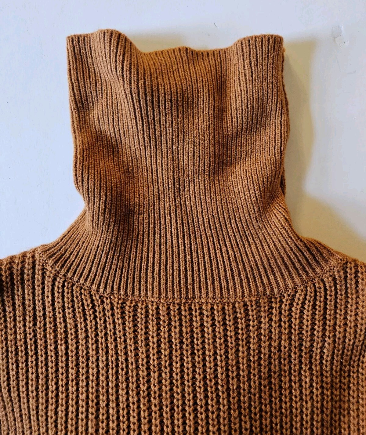 HERA Collection Camel Brown Knit Balloon Turtleneck Sweater Dress Women’s Size S