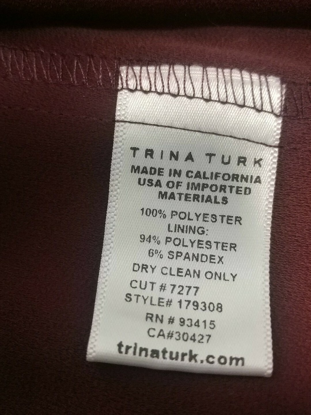Trina Turk Sarika Rhinestone Strap Cold Shoulder Crepe Dress,Women’s 8 ,Malbec